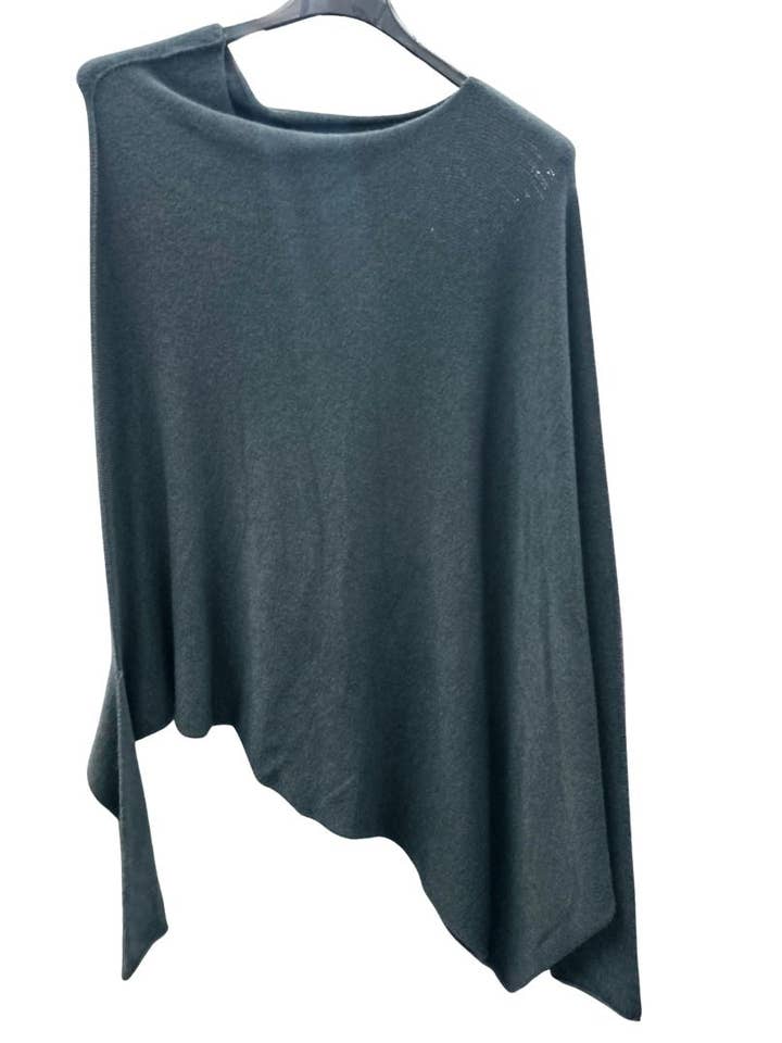 Italian Soft Knit Slant Long Sleeve Asymmetric Draped Jumper Top