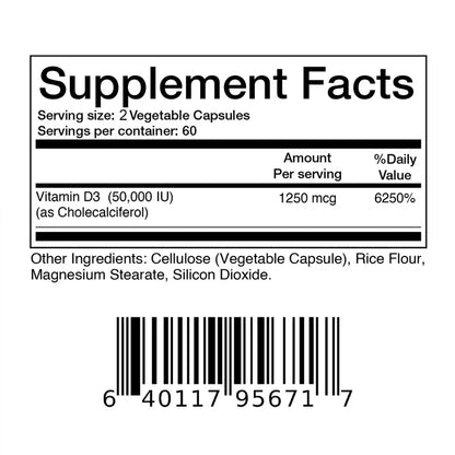 Vitamin D3 5000IU, Rich in Vitamin D for Healthy Antioxidants Supporting Immune System Function - 120 Capsules, Non-GMO